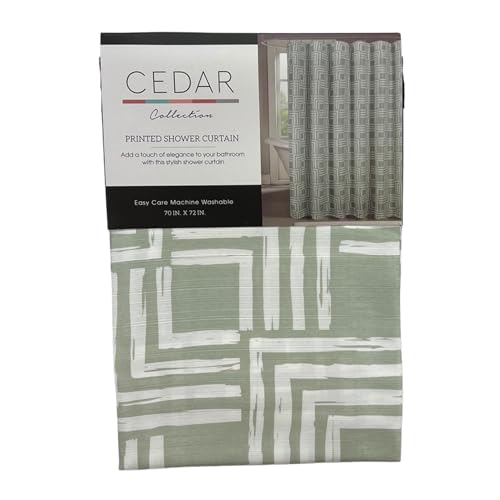 Serafina Home Hotel Quality Fabric Bathroom Shower Curtain: Geometric Square Design - Sage Green and White Milo Sage (72 x 70 inches) - color: Milo Sage