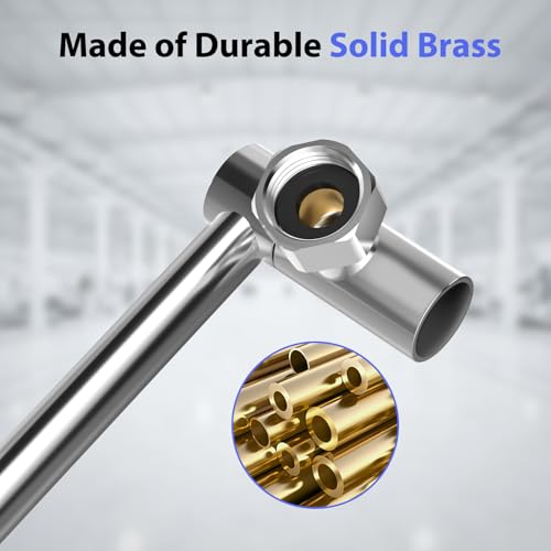 5"Adjustable Shower Extension Arm with Push-Button Lock Easy Install Chrome | Solid Brass One-Hand Adjust height High pressure resistance, long-term durability for All Rain & Handheld Showerheads - color: Chrome, size: 5 Inches
