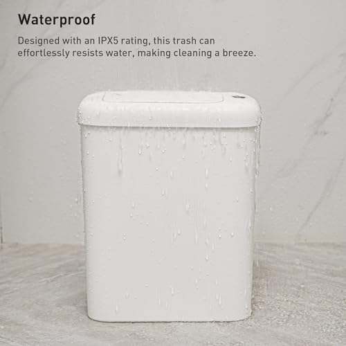 EKO Small Automatic Trash Can Starter Set - Includes 2.6 Gallon Slim Touchless Bathroom Garbage Bin Plus 80-Count of 2.6 Gallon Extra-Strong Drawstring Small Trash Bags