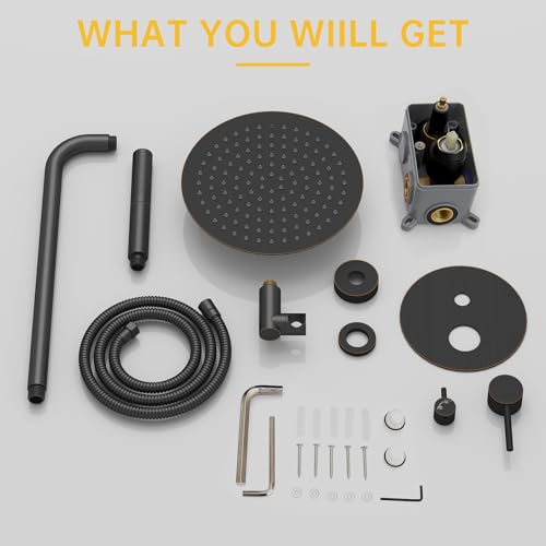 BESy Shower System with 10 Inch Round Rain Shower Head and Handheld Wall Mounted, High Pressure Rainfall Shower Faucet Fixture Combo Set with 2 in 1 Handheld Showerhead for Bathroom, Bronze - color: Bronze