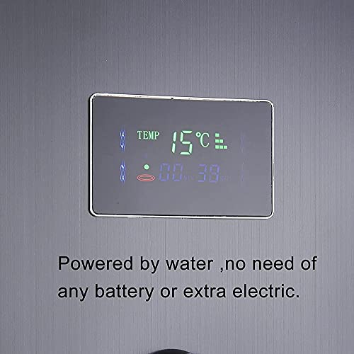 Bathroom Shower Panel Tower System LED Temperature Display Body Jets Shower Set Waterfall Rain Shower Head 6 Functions Temperature Display (Black) - color: Black