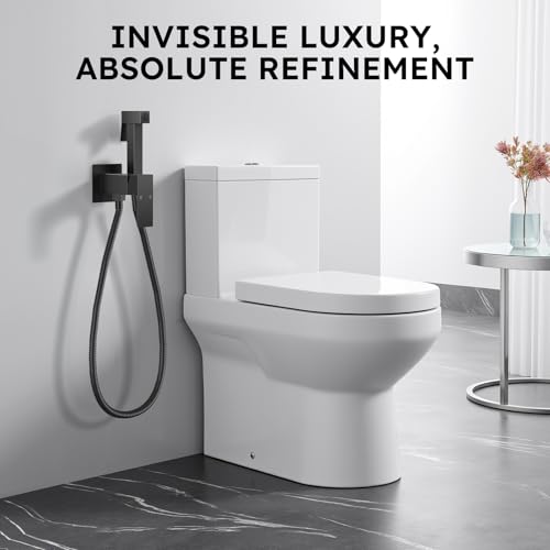 Arofa Built-in Hot and Cold Bidet Sprayer, Hands-Free Control, Matte Black | Wall-Mounted Design, Dual Control Modes, Leak-Free Hose, Feminine/Baby/Pet Wash, Cloth Clean & Rinse, Stainless Steel, Square - color: Black, size: Built-in Hot & Cold Water Mode