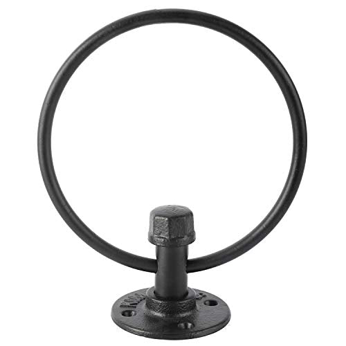 Industrial Towel Ring, Farmhouse Pipe Hand Towel Holder, Matte Black Wall Mounted Bathroom Hardware, Rustic Towel Ring for Bathroom (1)
