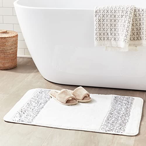 Popular Bath Sinatra Modern Bathroom Rug Classic Luxury Bath Rug Contemporary Decor Stylish Bath Mat for Shower Unique Design White Bathroom Rug Bath Shower Tub Decor Bling Mosaic - size: 1'9" x 2'10" (Rectangular)