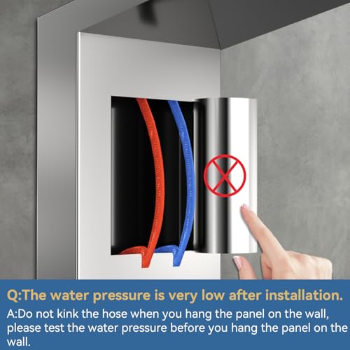 ELLO&ALLO Shower Panel System Tower with Shelf, Rainfall and Waterfall Head Rain Massage Stainless Steel Bathroom Fixtures with Adjustable Body Jets, Brushed&Black - color: Brushed&Black
