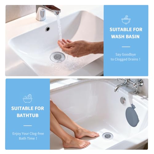 TRAPMATE Shower Drain Hair Catcher, 2.8" Bathtub Stopper Drain Strainer Kit | Easy Clean, Anti-Clogging, Fast Drainage, Anti-Slip, Reversible, No Rust, For Bathtub & Shower Drains, Small Size, Patented - color: Silver & Gray