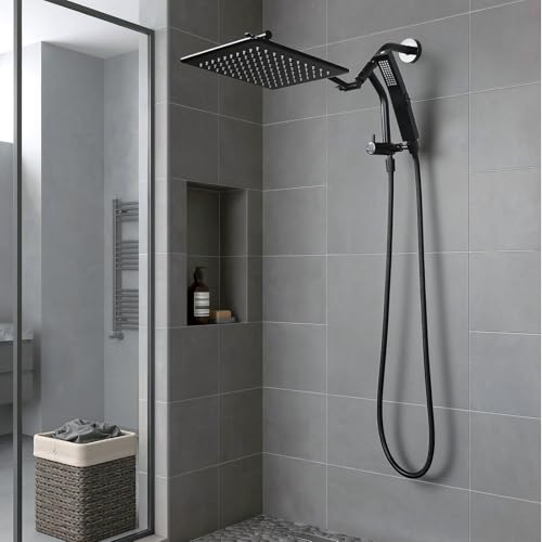G-Promise All Metal Shower Diverter with Low Handheld Holder (Matte Black) | 6 Inch Downward-Extend Bracket for All Heights, 4 Spray Modes with Pause Mode, Anti-Leak, Easy Install, Universal Replacement - color: Matte Black, size: Lower 6 Inch
