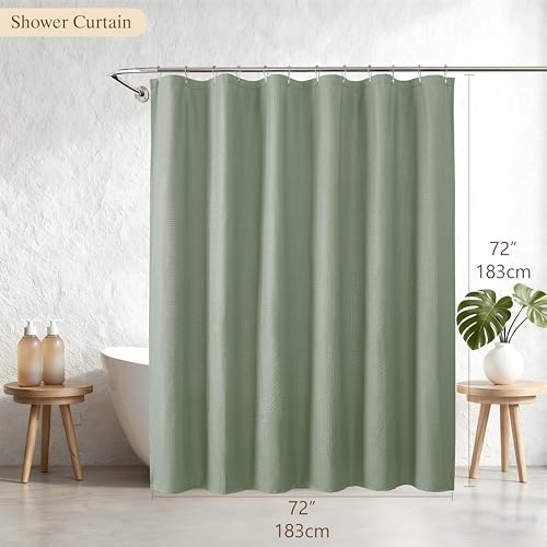 Aiyufeng Sage Green Shower Curtains for Bathroom,Dot Like Embossed Textured Waterproof Soft Polyester Cloth Shower Curtain,Hotel Spa Machine Washable,72Wx72L - color: Sage Green, size: 72"W x 72"L (Pack of 1)