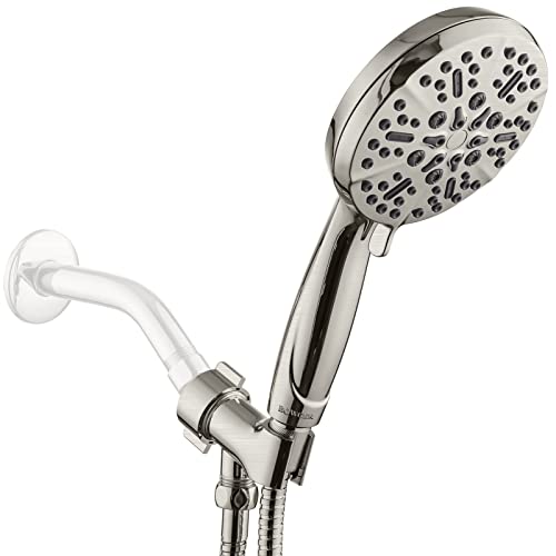 High Pressure Shower Head with Handheld - 5 Spray Settings High Flow Detachable Rain Shower Heads with 60” Extra-long Stainless Steel Hose and Adjustable Bracket with Brass Joint – Brushed Nickel - color: Brushed Nickel, style: 5 Modes
