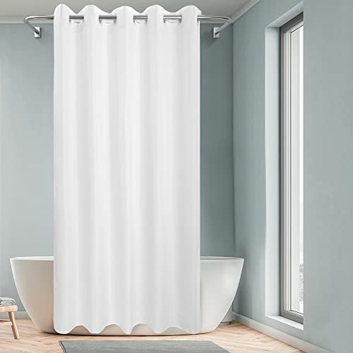Extra Long No Hook Shower Curtain or Liner Soft Microfiber - Fabric Shower Curtain Liner Set, Machine Washable & Water Repellent, White, 71x98 - color: White, size: 71"W x 98"L (Pack of 1)