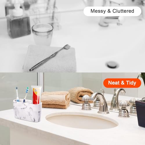 Toothbrush Holder for Bathrooms Toothpaste Holder Stand Bathroom Organizer for Toothbrush Makeup Brushes Holder - color: Marble3