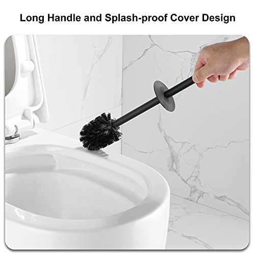 BGL Square Toilet Brush with Holder,Stainless Steel Rubber Painted Toilet Bowl Brush and Holder for Bathroom,2 Cleaner Brush Heads,Gold - color: Gold