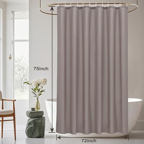 AooHome Shower Curtain Liner, Fabric Bathroom Curtain with Hooks for Hotel, Weighted Hem, Water Repellent, Chocolate, 72 x 75 Inch - color: Chocolate, size: 72"W x 75"L (Pack of 1)