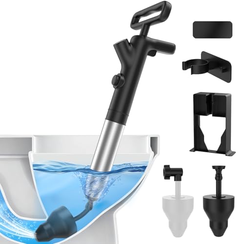 Mixoo Toilet Plunger, High Pressure Plungers for Bathroom, Heavy Duty Toilet Snake Toilet Auger Drain Clog Remover Air Plumbing Snake, Toilet Drain Unclogger