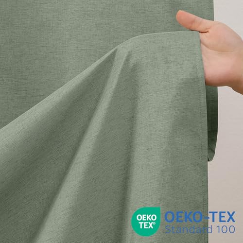 Linen-Like Shower Curtain, Waterproof Premium 250GSM Heavyweight Fabric, 72 x 72, with 12 Stainless Steel Hooks, Luxury Hotel Spa Bathroom Decor, Machine Washable, Weighted Hem, Grey Green - color: Linen-grey Green