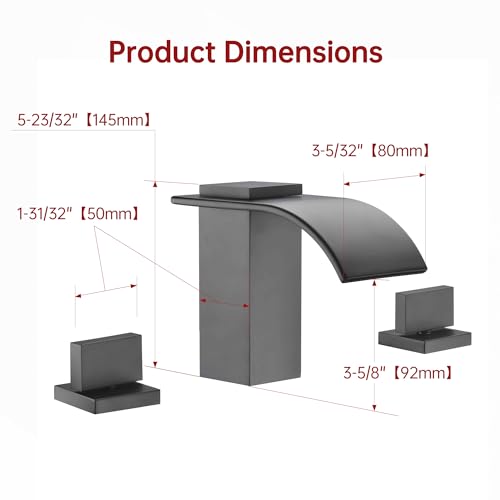 SUMERAIN Matte Black 8 Inch Widespread Waterfall Bathroom Sink Faucet | 3 Hole, 2 Handles, Modern Design, Easy DIY Installation - color: Matte Black