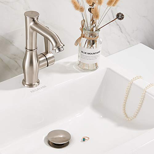 REGALMIX Bathroom Sink Drain, Vessel Sink Pop Up Drain,Built-in Anti-Clogging Strainer, Sink Drain Assembly Without Overflow Brushed Nickel,(1-1/2" to 1-3/4") RWF082B - color: Brushed Nickel, size: Without Overflow
