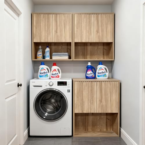 Fluted Bathroom Wall Cabinet Over the Toilet Storage,Wall Mounted Cabinet with Adjustable Shelf,Floating Cabinet Organizer Hanging Cabinet,Kitchen and Laundry Room Cabinets (Oak, 1 PC) - color: Oak