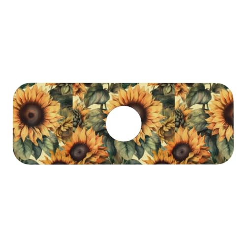Diatomite Faucet Mat for Kitchen Fast Drying Sink & Bathroom Counter, Super Absorbent Water Sink Protectors Prevent Moisture Buildup, Sink Splash Guard Sunflower Pattern - color: Sunflowers1