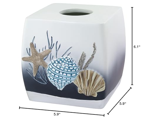 Avanti Linens – Bathroom Accessory, Resin Countertop Accessories, Oceanscape Inspired Bathroom Decor (Blue Lagoon Collection) - size: Tissue Box Cover