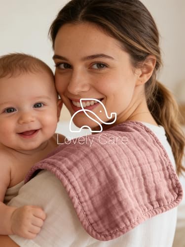 Lovely Care 12 Pack Muslin Burp Cloths 100% Cotton Muslin Cloths Large 20''x10'' Extra Soft and Absorbent Baby Burping Cloth - Blush and Terracotta - color: Blush and Terracotta, size: 10x20 Inch (Pack of 12)