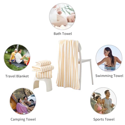 18-Piece Microfiber Bath Towels Set - 6 Bath Sheet, 6 Hand Towels, 6 Washcloths, Soft, Highly Absorbent Bathroom Towel, Quick Dry & Less Lint Shower towel for Bathroom, Hotel, Spa, Dorm-Apricot Yellow - color: Z-apricot Yellow