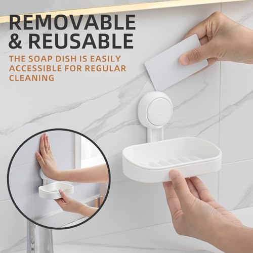 Soap Holder, Soap Dish for Shower, Suction Cup Bar Soap Holder | 2 Set Soap Bar Holder for Shower, Wall Mounted Self Draining, NO Drill Sponge Holder for Bathroom, Bathtub Kitchen Sink - style: 2 tiers