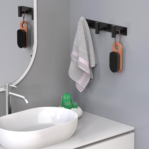 HUFEEOH Coat Hooks Wall Mount, Stainless Steel 3 Hooks Towel Hooks Black T Shaped Coat Hanger Wall Mount, Heavy Duty Wall Hooks Purse Rack for Hanging - color: Black, size: 1 Pack "T" shape 3 hooks
