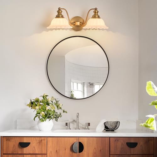 XIEDUN White 2 Light Vanity Lights for Bathroom Vanity Light Fixtures - color: Brass and White, size: 2 Light