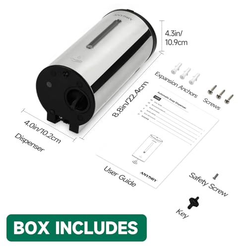 anydry Touchless Automatic Liquid Soap Dispense Wall Mount 25oz Large Capacity Stainless Steel for Commercial (Polished) - color: Polished Stainless Steel