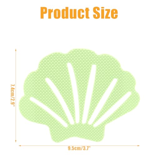 12 Pcs Luminous Green Bathtub Stickers Non Slip Sea Shell | Adhesive Decals, For Floor, Ladders, Bath Tub, Stairs, Bathroom, Shower Stickers - color: Luminous Green