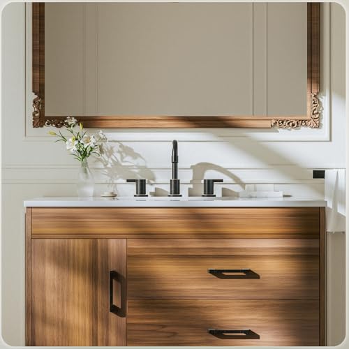 8 Inch 2 Handles 3 Hole Widespread Bathroom Faucet with Valve and Metal Pop-Up Drain, Oil Rubbed Bronze, WF015-1-ORB - color: Oil Rubbed Bronze