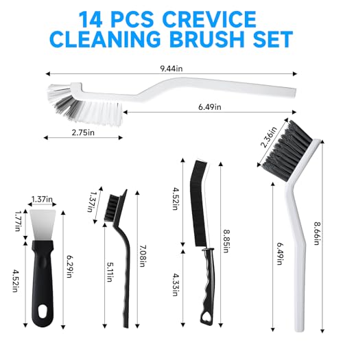 14Pcs Crevice Cleaning Brush Set, V Shape Grout Cleaner Brush for Deep Cleaning Gap, Hard Bristle Scrub Brushes Tools, Cleaning Supplies for Household Use, Bathroom, Kitchen, Toilet, Window