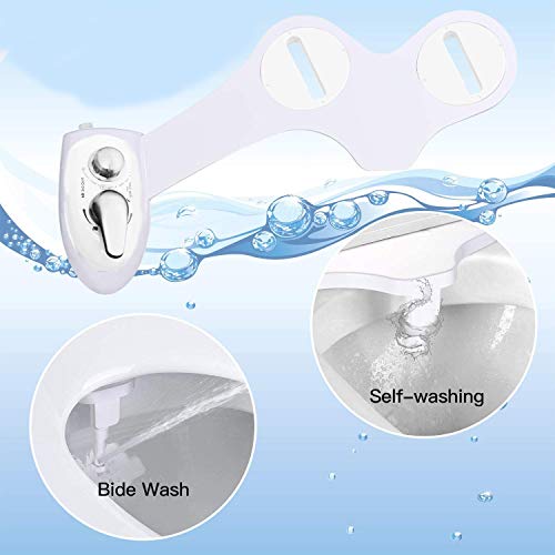 Self Cleaning Nozzle Bidet Non-Electric Home Mechanical Toilet Seat Attachment Retractable Nozzle, Fresh Water Pressure Adjustment (Warm Water Metal) - style: Warm Water Metal