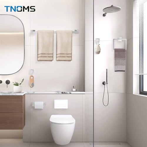 Brushed Nickel Towel Bar Set,5-Piece Bathroom Hardware Set Includes Upgraded Double Base Paper Towel Holder Modern Square Towel Holder Set,Stainless Steel Wall Mount 23.6 Inch - color: 5-pcs Brushed Nickel