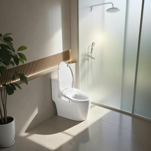 Electric Smart Bidet Toilet Seat, Heated Warm Water Wash, Remote | Multiple Cleaning Modes, Self-Cleaning Nozzle, Soft-Closing Lid, LED Night Light. Easy to Install. Fits Most Standard Toilets