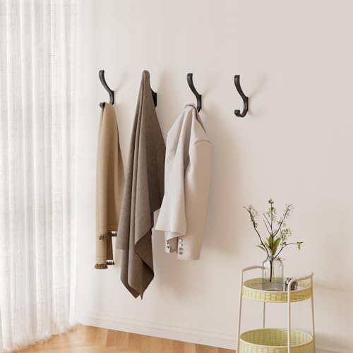 Hanging Coat Hooks Wall Mount - Heavy Duty (30LB), Large Coat Hanger Wall Hangers, Metal Hooks For Towels, Backpacks, Hats, Jackets, Keys, Bags, Robes, Dog Leashes (6 Pack) - color: Black, size: 6 Pack