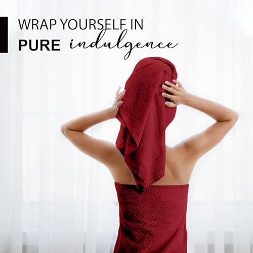 KAHAF COLLECTION 100% Cotton Bath Towels, 24x48 Pack of 6 Towels, Quick Dry, Highly Absorbent, Soft Feel Towel, Gym, Spa, Bathroom, Shower, Pool, Luxury Soft Towels (RED, 24x48-6 Pack) - color: Red, size: 24x48 - 6 PACK