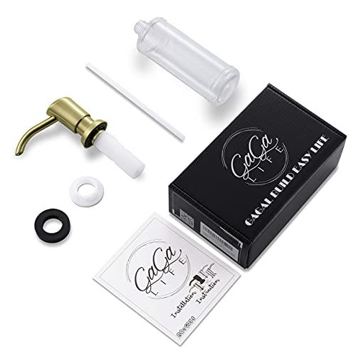 GAGALIFE Built in Sink Soap Dispenser or Lotion Dispenser for Kitchen Sink, Brushed Gold ABS Pump Head, with 17 Ounce Large PET Soap Bottle - color: Gold Brushed