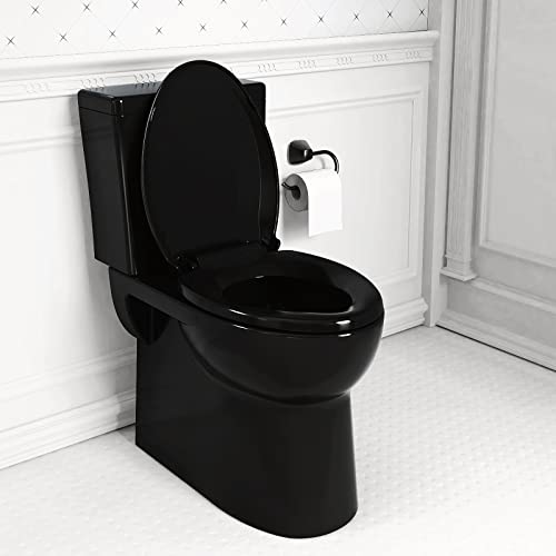 YASFEL Standard Universal elongated Toilet Seat,Soft Close,Ergonomic Toilet Bowl Seat,Fits for Standard elongated with Thickened Plastic Lid (18.5'', Black) - size: 18.5" Elongated