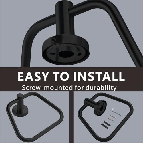 Bath Towel Ring, Bathroom Hardware Towel Holder, Matte Black Towel Ring for Bathroom, Modern Trapezoid Wall Mounted Towel Hanger, 304 Stainless Steel (Black) - color: Black