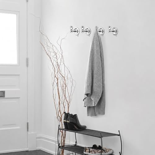 4 Pack 2-3/4inch Polished Chrome Robe Hooks | Solid Zinc Alloy | Wall Mounted | Coat Hooks | Hooks Wall Mounted Robe Hooks | For organization in bathrooms entrances. - color: Polished Chrome