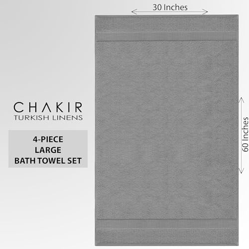 Chakir Turkish Linens 2 Piece Large Bath Towels, 100% Cotton Turkish Towels for Bathroom, Luxury Soft Absorbent Bath Towels, 30 x 60 Inches, Gray - color: Gray