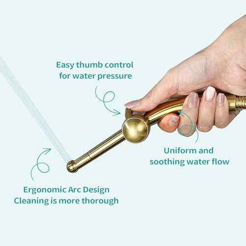 BARROCK Bidet Sprayer for Existing Toilet, Advanced Handheld Ergonomic Jet Spray Set with Precision Water Pressure Control for Muslim Shower/Feminine Hygiene/Pet Cleaning, Brushed Gold - color: Brushed Gold