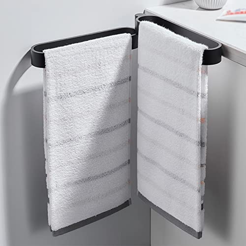 DCFV Wall Mounted Towel Holder, 180°Rotation Bathroom Hand Towel Holder, Space Aluminum Towel Bar, Kitchen Towel Rack, Multiple Uses