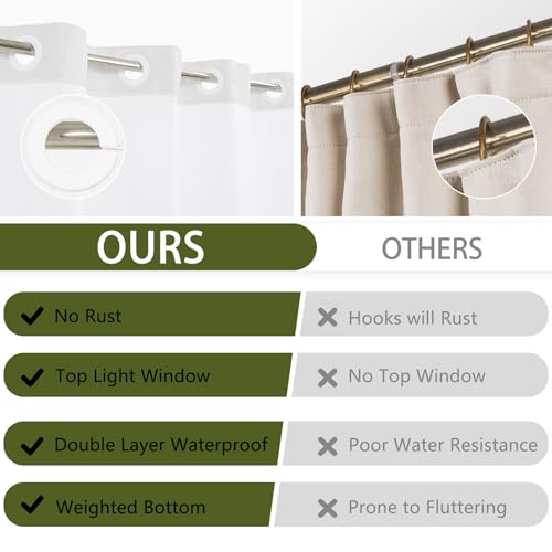 No Hook Shower Curtain and Liner Set, Waterproof Farmhouse Shower Curtain with Weighted Hem and Sheer Top Window, Double Layer Garden Floral Shower Curtains for Bathroom, 71x74 Inches - color: Spring Garden
