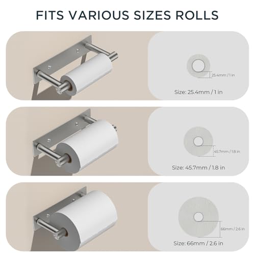 FORIOUS Commercial Toilet Paper Holder Wall Mount Bathroom Tissue Holder | Brushed Nickel | Adhesive or Screw | SUS304 Stainless Steel Rustproof | Pivoting Tissue Roll Holder | Square Base - color: Stainless Steel