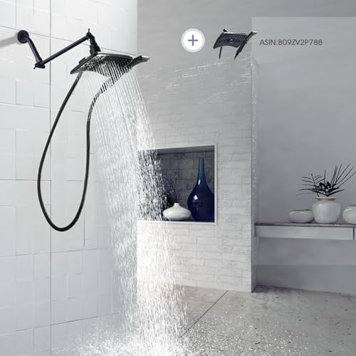 BRIGHT SHOWERS Brass Shower Head Extension Arm for Rain and Handheld Shower Head, 10 Inch Universal Shower Arm Extender, Height & Angle Adjustable, Oil-Rubbed Bronze - color: Oil Rubbed Bronze, style: 10 Inch
