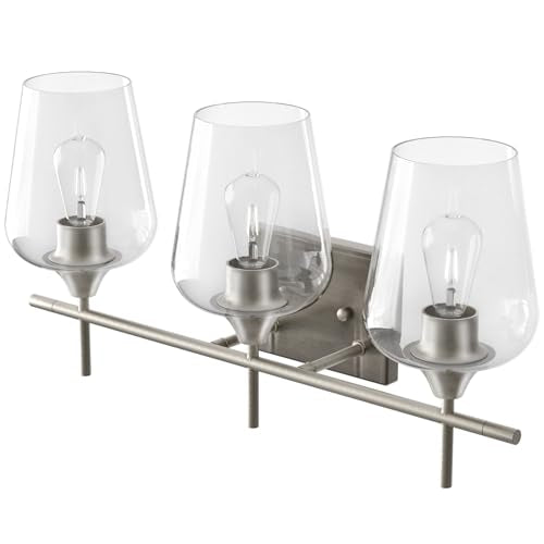 VONLUCE 3 Light Bathroom Vanity Light Fixture,Brushed Nickel | Wine Glass Shades, E26 Sockets, Easy to install, Vanity Lights for Bathroom Bedroom Hallway Living Room - color: Nickel, size: 3-Light