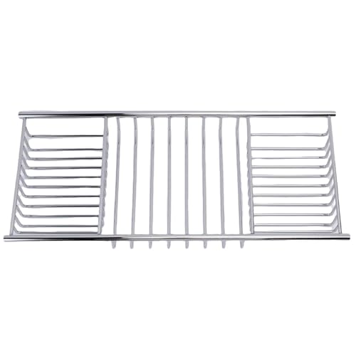 Yctze Stainless Steel Bathtub Tray, Adjustable Shower Tub Caddy with Extendable Sides & Removable Book Holder for Bathroom Accessories (Silver) - color: Silver